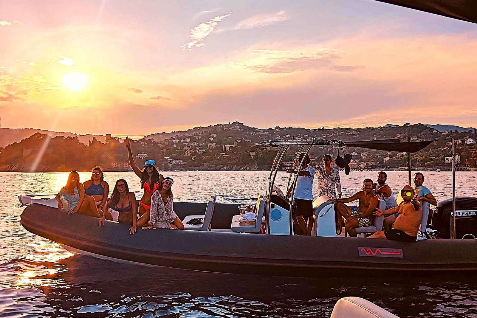 Sunset on boat