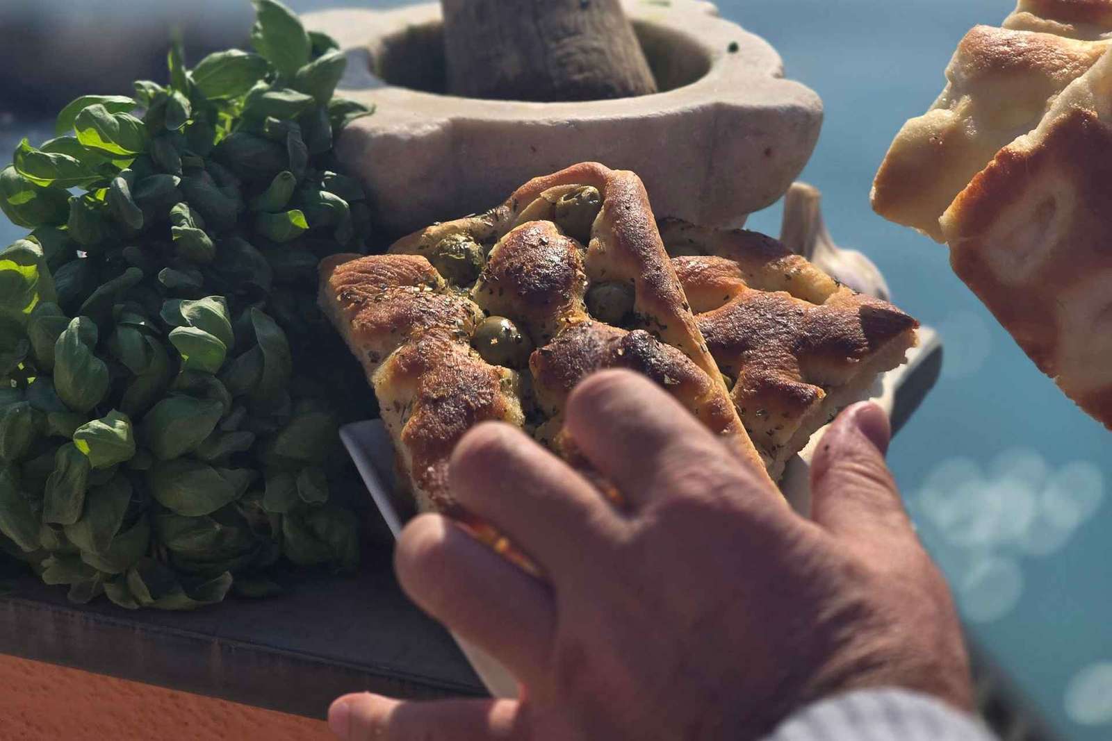 Cours de cuisine ligure à Bogliasco, terrasse sur la mer