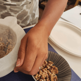 Walnut Pesto Class in Genoa with Marble Mortar and Wine