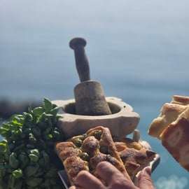 Cours de cuisine ligure à Bogliasco, terrasse sur la mer